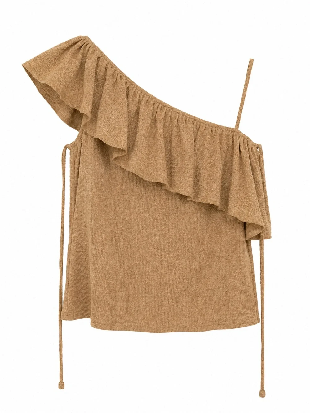 Zara Textured One-Shoulder Ruffle Top - Picture 3 of 3